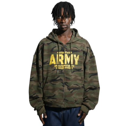 US ARMY CAMO ZIP HOODIE